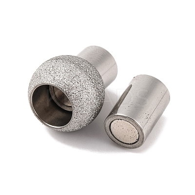 304 Stainless Steel Textured Magnetic Clasps with Glue-in Ends STAS-G008-1-1