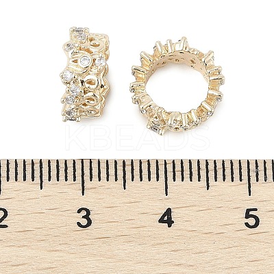 Brass Micro Pave Cubic Zirconia European Beads KK-K297-47KCG-1