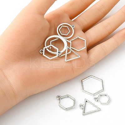 10Pcs Alloy Open Back Bezel Pendants and Links PALLOY-YWC0002-01AS-1