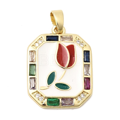 Brass Cubic Zirconia Pendants KK-G554-10A-G-1