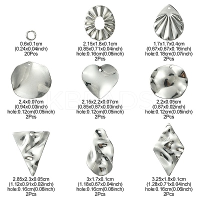 16Pcs 8 Style 201 Stainless Steel Pendants DIY-FS0005-37P-1