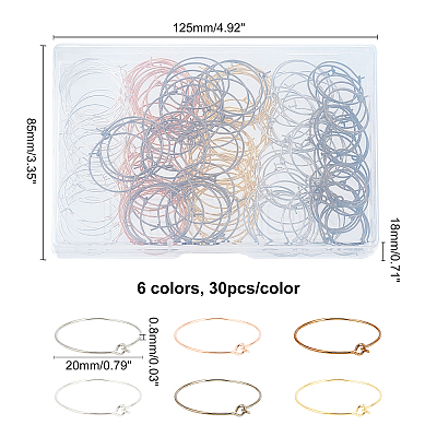 180Pcs 6 Colors Brass Wine Glass Charm Rings KK-CA0001-87-1