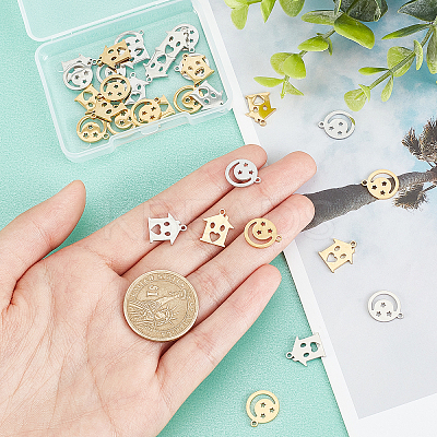 32Pcs 4 Style 304 Stainless Steel Charms STAS-DC0009-28-1