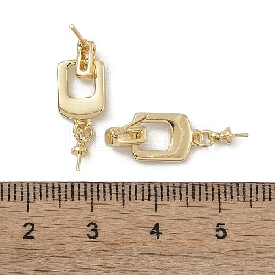 Brass with Shell Stud Earring Findings KK-G497-32G-1
