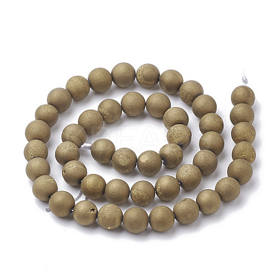 Electroplate Natural Druzy Geode Weathered Agate Beads Strands G-S284-6mm-06-1