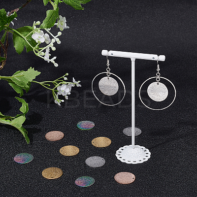 30 Pcs 5 Colors PVD Vacuum Plating 304 Stainless Steel Textured Pendants STAS-UN0022-31-1