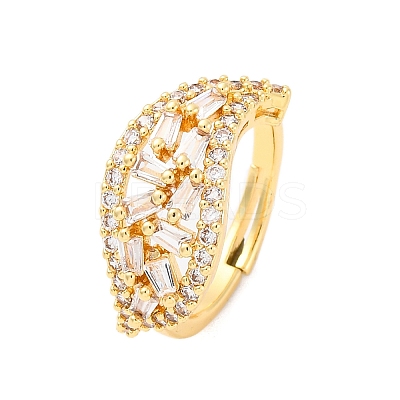 Brass Micro Pave Clear Cubic Zirconia Finger Rings for Women RJEW-U047-26G-1