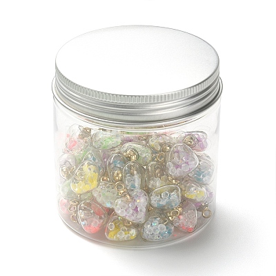 50Pcs 5 Colors Glow in the Dark Luminous Glass Pendants GLAA-YW0001-94-1