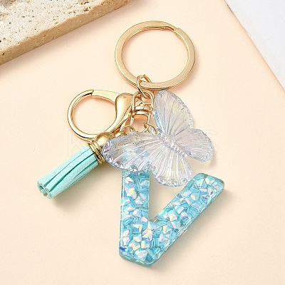 Resin & Acrylic & Faux Suede Tassel Keychain X1-KEYC-YW00117-22-1