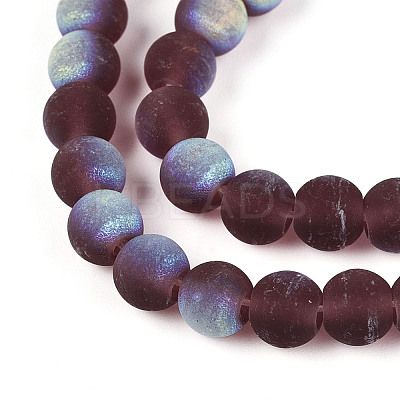 Frosted Transparent Glass Beads Strands GLAA-T032-T6mm-MBB19-1