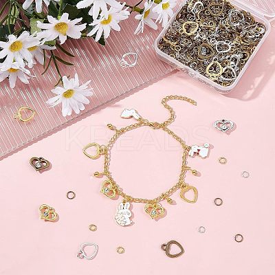 60Pcs 6 Style Heart Alloy Pendants FIND-FH0003-46-1