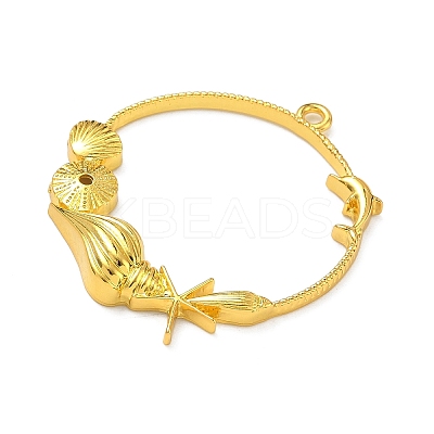 Ocean Theme Alloy Open Back Bezel Pendants PALLOY-F321-03E-G-1