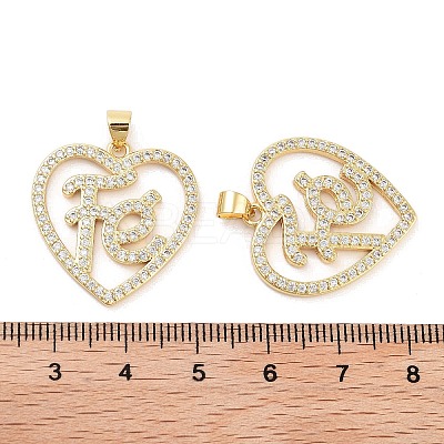 Rack Plating Brass Micro Pave Clear Cubic Zirconia Pendants KK-Z064-20G-1