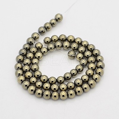 Round Non-magnetic Synthetic Hematite Beads Strands LS-G-D617-4mm-26-1