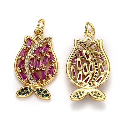 Brass Micro Pave Cubic Zirconia Pendants ZIRC-L100-031G-1