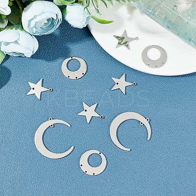 18Pcs 3 Style 201 Stainless Steel Links Connectors & Chandelier Components Links STAS-UN0021-57P-1