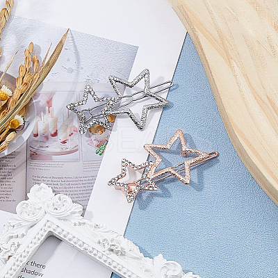 10Pcs 2 Colors Alloy Rhinestone Hair Clips PHAR-HS0001-03-1