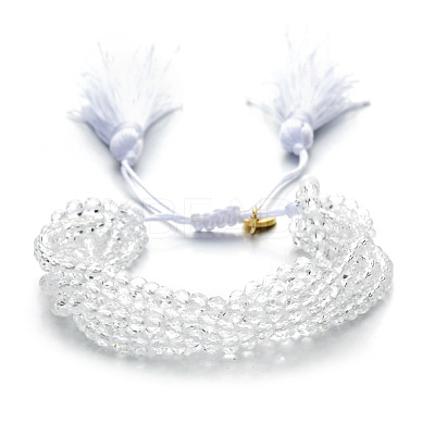 Faceted Glass Braided Bead Bracelets PS4906-11-1