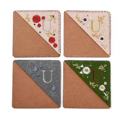 4Pcs Letter Personalized Hand Embroidered Corner Bookmarks JX587U-1