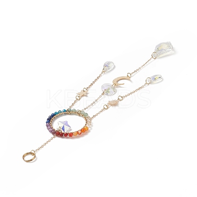 Glass Teardrop & Star Window Hanging Suncatchers HJEW-JM00906-1