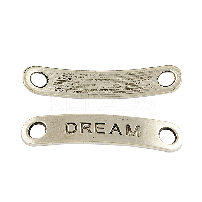 Rectangle Carved Affirmative Word Dream Tibetan Style Alloy Message Links connectors for Bracelet Making X-TIBE-S233-AS-LF-1