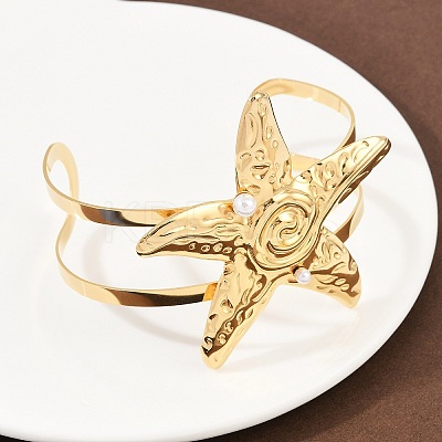 304 Stainless Steel Cuff Bangles for Women BJEW-A049-04E-G-1