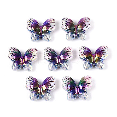 UV Plating Printed Opaque Acrylic Beads PACR-N017-05B-1
