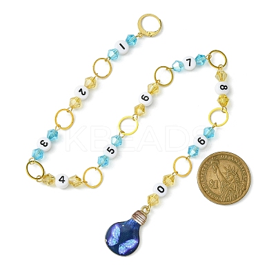 Bulb Alloy Enamel Pendant & Acrylic Number Knitting Row Counter Chains HJEW-JM01755-1