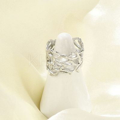 304 Stainless Steel Hollow Wide Cuff Rings for Women RJEW-G338-24P-1