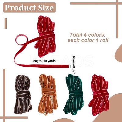 40 Yards 4 Colors Single Face Velvet Ribbons OCOR-PH0004-52-1