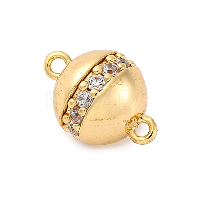 Brass Micro Pave Clear Cubic Zirconia Magnetic Clasps KK-P291-03G-1