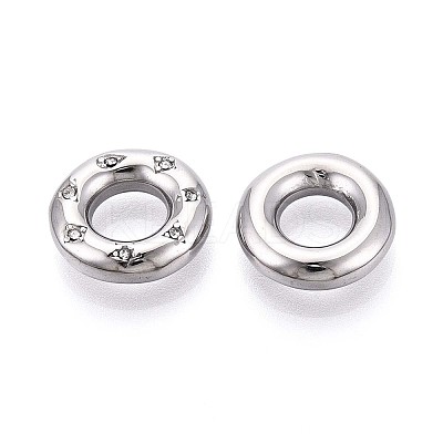 304 Stainless Steel Rhinestone Linking Rings STAS-T064-77P-1