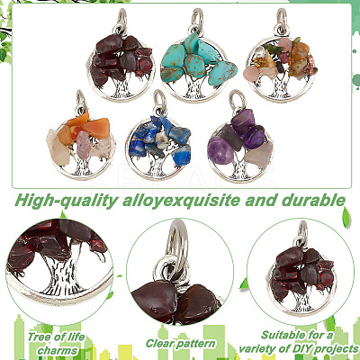 4 Sets Natural & Synthetic Mixed Stone Chip Pendants FIND-AR0004-36-1