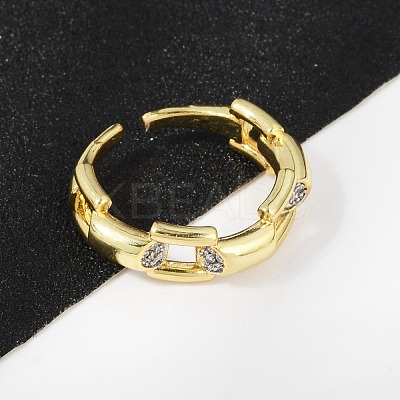 Brass Micro Pave Cubic Zirconia Open Cuff Ring for Women RJEW-F177-03GP-09-1