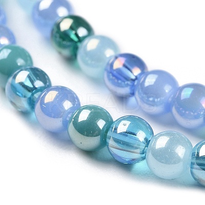 Transperant Electroplate Glass Beads Strands GLAA-P056-4mm-B03-1