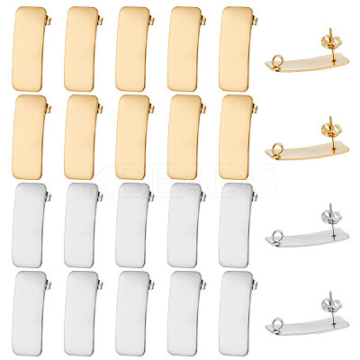 28Pcs 2 Colors 304 Stainless Steel Stud Earring Findings STAS-BBC0002-45-1