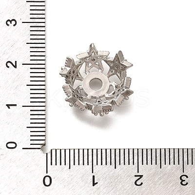 Rack Plating Brass Micro Pave Clear Cubic Zirconia Bead Caps KK-H508-25B-P-1