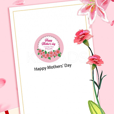 Round Dot Mother's Day Paper Self Adhesive Festive Stickers Rolls PW-WG84495-01-1