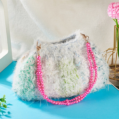 ABS Plastic Imitation Pearl Bead Chains Bag Extender Chains HJEW-TAC0090-1