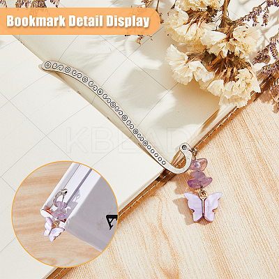 4Pcs 4 Style Acrylic Butterfly Pendant Bookmarks with Natural Gemstone Chips AJEW-PH01475-1