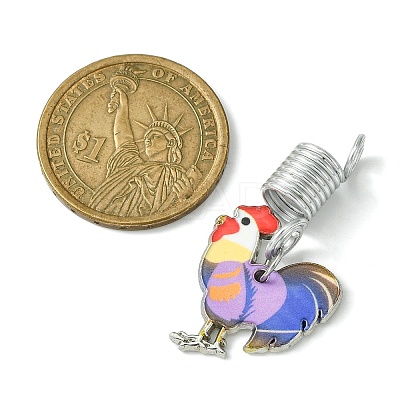 Alloy Enamel Rooster Braiding Hair Pendants Decoration Clips OHAR-JH00034-1