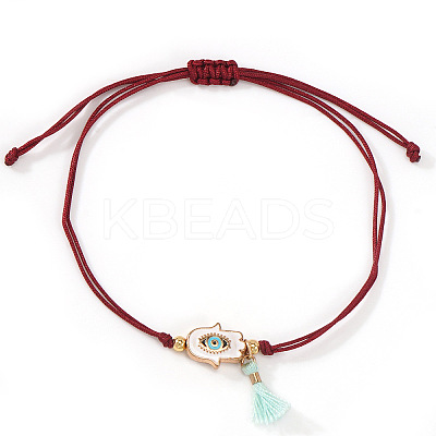 Hamsa Hand with Evil Eye Alloy Enamel Charm Bracelets GS7845-1-1