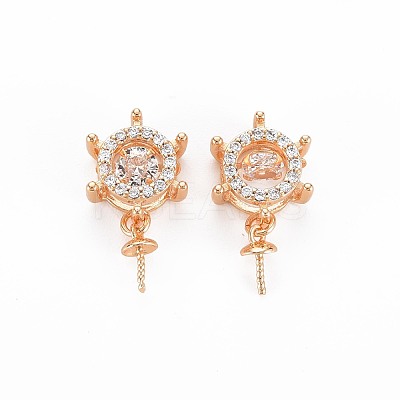 Brass Micro Pave Clear Cubic Zirconia Peg Bails Pendants KK-S364-071-1