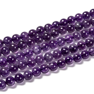 Natural Amethyst Round Bead Strands X-G-M304-18-6mm-1