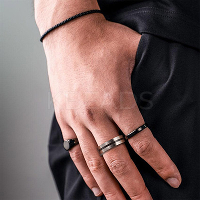 6Pcs 3 Colors Stainless Steel Plain Band Rings RJEW-CF0001-02-1