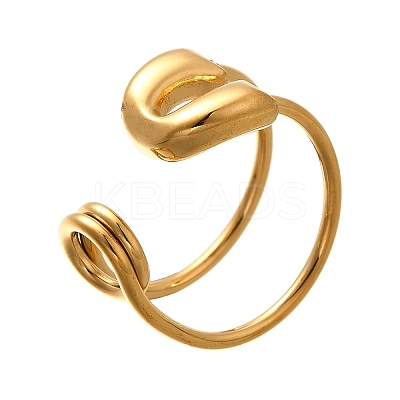 304 Stainless Steel Open Cuff Rings for Women LS-RJEW-A054-01G-1