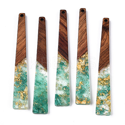 Transparent Resin & Walnut Wood Big Pendants RESI-N039-68B-1