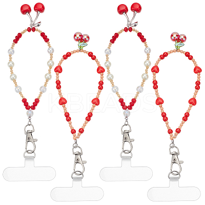 4Pcs 2 Style Glass & Acrylic Mobile Straps HJEW-HY00113-1
