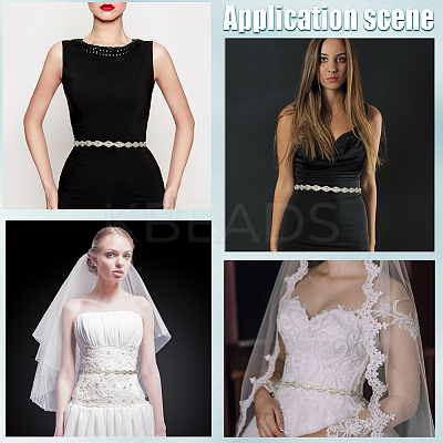 Metal Full Crystal Rhinestone Horse Eye Bridal Waist Belts for Wedding Dress AJEW-WH20080-65B-S-1