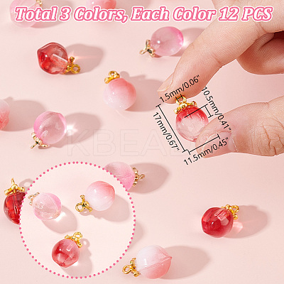 36Pcs 3 Colors Glass Pendants GLAA-GA0001-95-1
